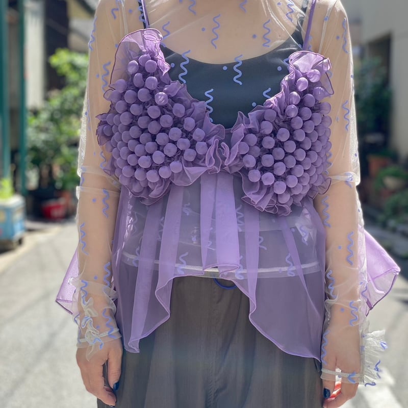 新品 poiポィ チュール トップス ナミナミ オーガンジー フリル パープル PoI 】 sheer tulle top naminami (トップス) | 木宮商店