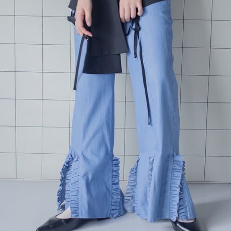 【 PoI 】 chambray frill pants