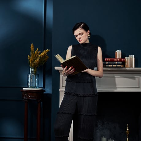 【 kwotias 】 YABANE pleats pants -Black- (プリーツパンツ)
