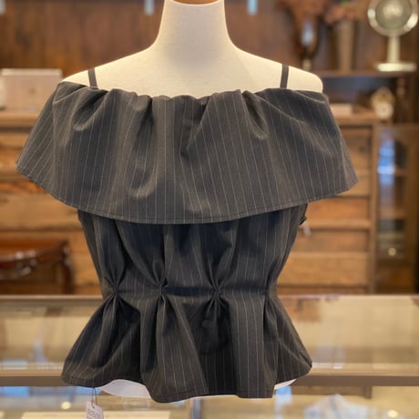 【 overlace 】striped waist tuck blouse (ブラウス)
