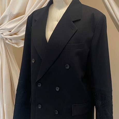 【 ritsu 予約 】KIKU embroidered double-breasted wool jacket -2026年9月～11月発送予定-