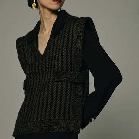 【 jesh 】 Herringbone knit vest