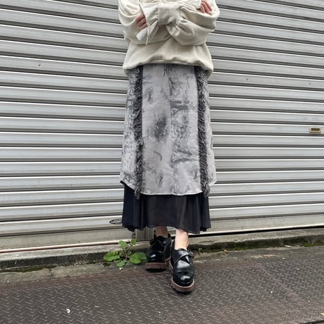 【 nagisa 】 shadow contour jacquard skirt (スカート)