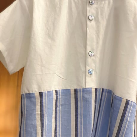 【 AU CLAIR DE LA LUNE 】Long shirt 2 tone -110 size-