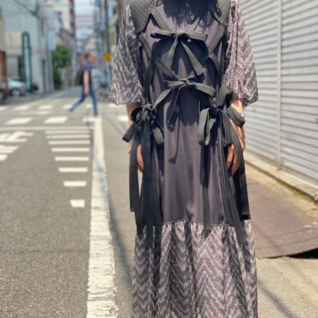 【 overlace 】 striped ribbon vest