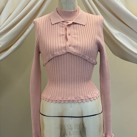 【 ritsu 予約 】Ribbed polo bolero knit set -2026年9月～11月発送予定-