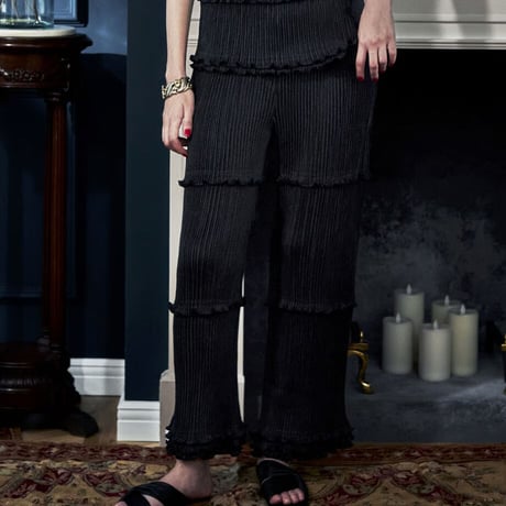 【 kwotias 】 YABANE pleats pants -Black- (プリーツパンツ)