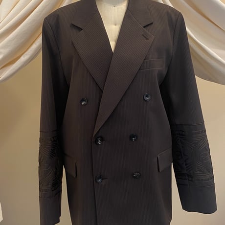 【 ritsu 予約 】KIKU embroidered double-breasted wool jacket -2026年9月～11月発送予定-