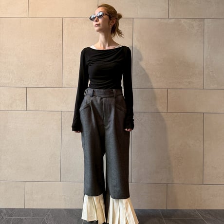 【 jesh 予約】 2way Pleated Hem Trousers / Navy -2026年9月～11月発送予定-