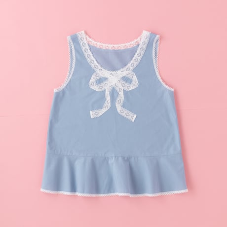 【 overlace 】 ribbon sleeveless blouse