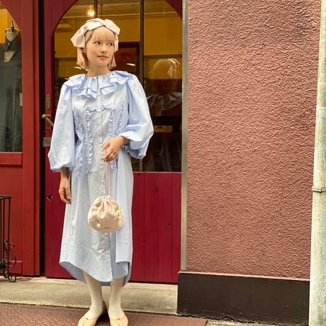 【 Kanako Tamura 】 Lily of the Valley Embroidery Satin Bag