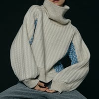 【 jesh 予約 】 Herringbone × Dobby weave knit pullover (プルオーバー)