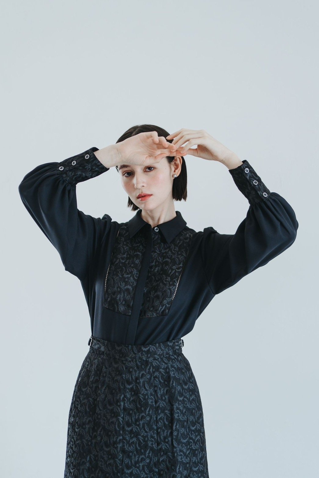 Ruimeme 予約 】botanical jacquard blouse / black
