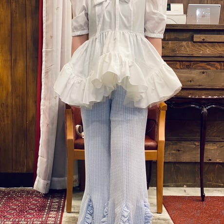 【 overlace 】 curve hem yoke blouse (ブラウス)