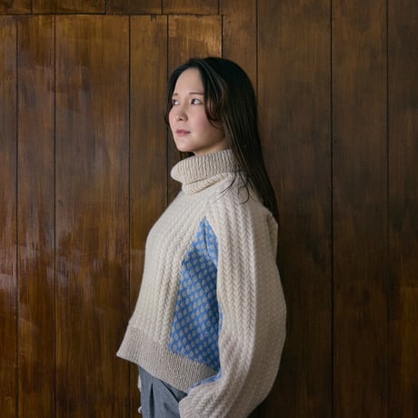 【 jesh 予約 】 Herringbone × Dobby weave knit pullover (プルオーバー)