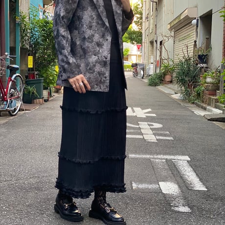 【 kwotias 】 YABANE pleats skirt -Black- (プリーツスカート)