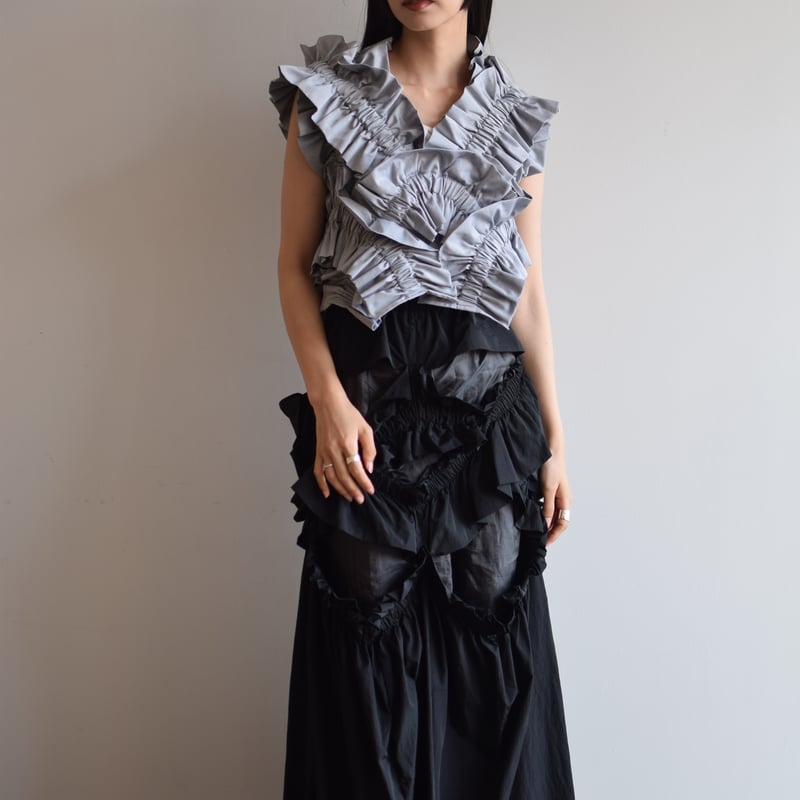 HOUGA 】kiki frill dress (ロングスカート兼ドレス) | 木宮商店 HOUGA 】kiki frill dress (ロングスカート兼ドレス) | 木宮商店