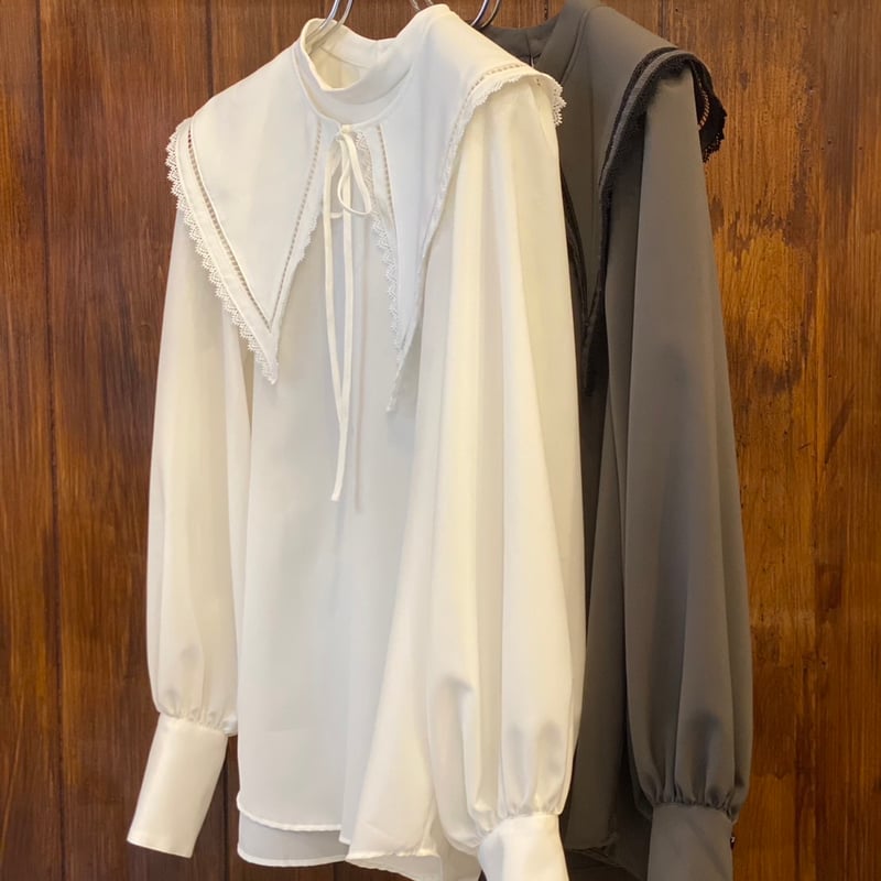 Ruimeme 予約 】falling collar high neck blouse