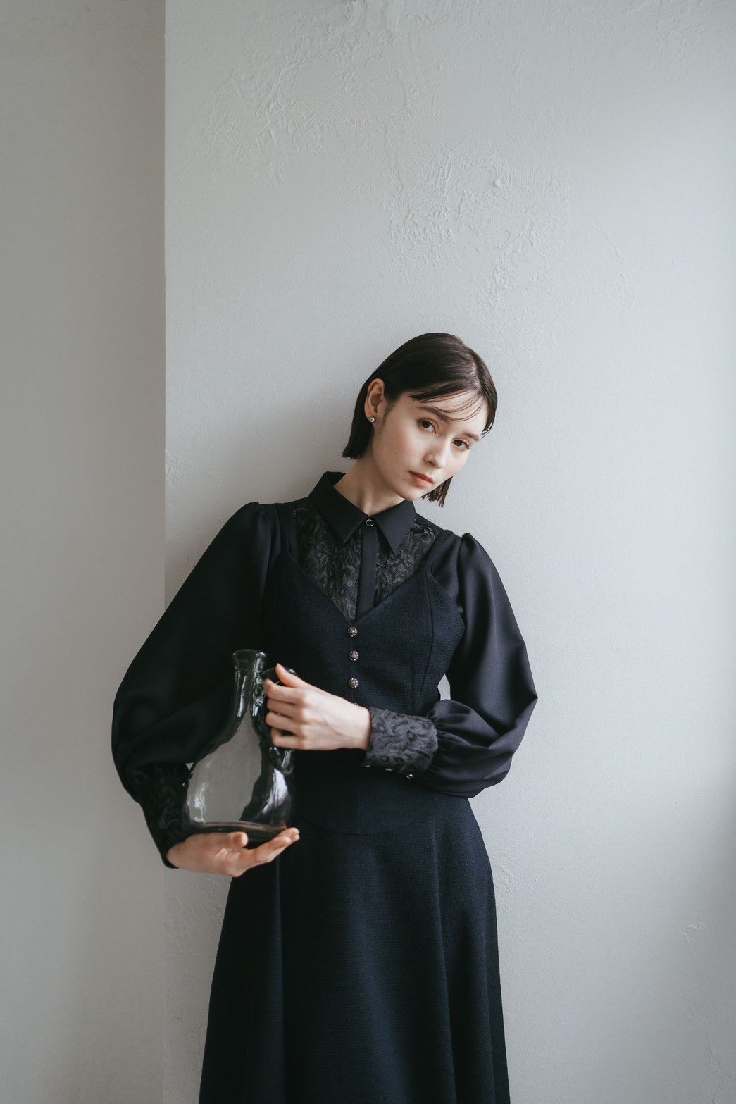 Ruimeme 予約 】botanical jacquard blouse / black