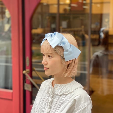 【 Kanako Tamura 】 Satin Ribbon Headband (ヘッドドレス：Light blue)