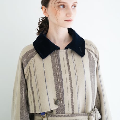 【 daichïogata 予約 】GUNFLAP TIELOCKEN COAT -STRIPE TWEED- -2026年11月発送予定-