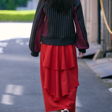 【 jesh 予約】 Back ruffle skirt (スカート) / Red