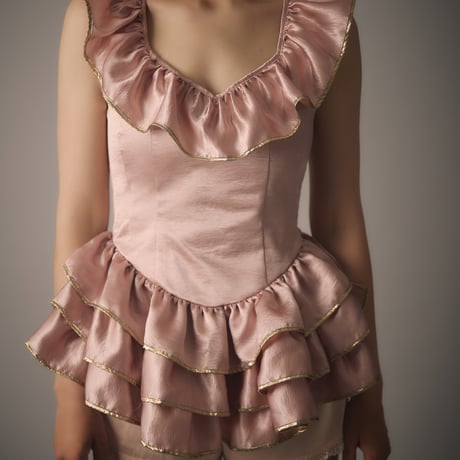 【 natsumi osawa 予約 】 vintage satin frill mini dress -2026年8月～9月発送予定-
