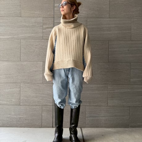 【 jesh 予約 】 Herringbone × Dobby weave knit pullover (プルオーバー)