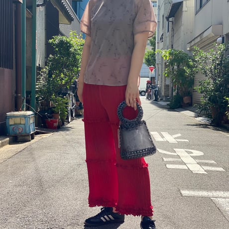 【 kwotias 】 YABANE pleats pants -red- (プリーツパンツ)