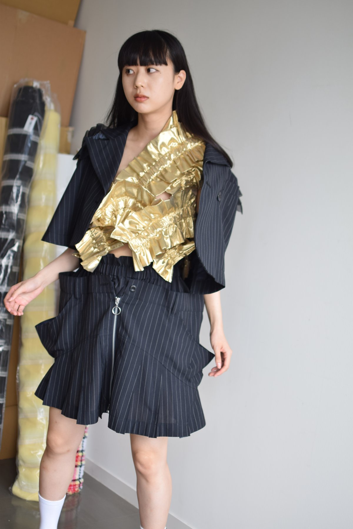 値段交渉ありHOUGA kiki frill vestキキフリルベストカーキー