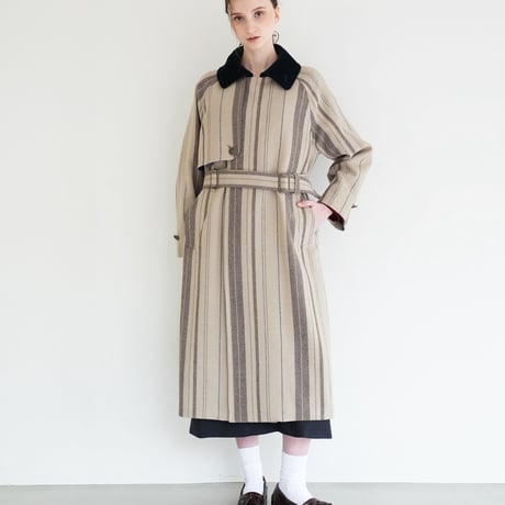 【 daichïogata 予約 】GUNFLAP TIELOCKEN COAT -STRIPE TWEED- -2026年11月発送予定-