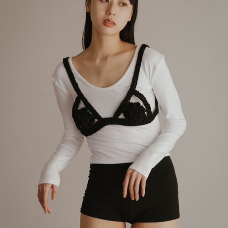 【 FAD distortion 】Crochet roll flower bustier (ビスチェ)