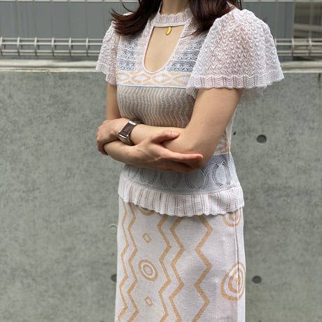 【 ritsu 】 Wave-pattern lame knited dress
