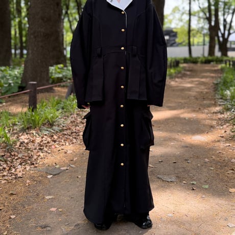 【 jesh 予約】 Pleats pocket Coat Dress / Black -2026年9月～11月発送予定-