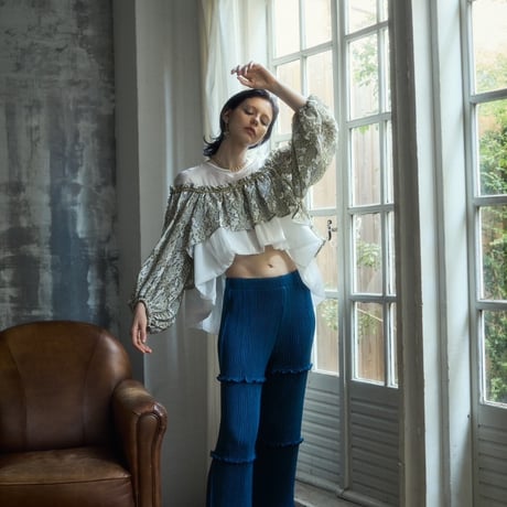 【 kwotias 】 YABANE pleats pants -Blue- (プリーツパンツ)