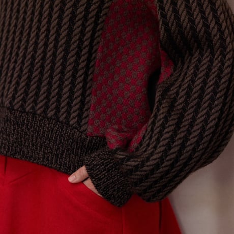 【 jesh 予約 】 Herringbone × Dobby weave knit pullover (プルオーバー)