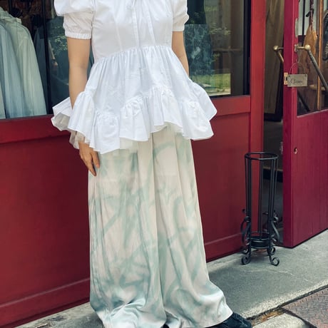 【 overlace 】 curve hem yoke blouse (ブラウス)