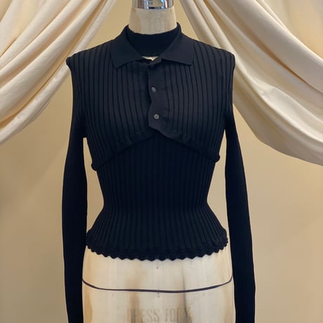 【 ritsu 予約 】Ribbed polo bolero knit set -2026年9月～11月発送予定-