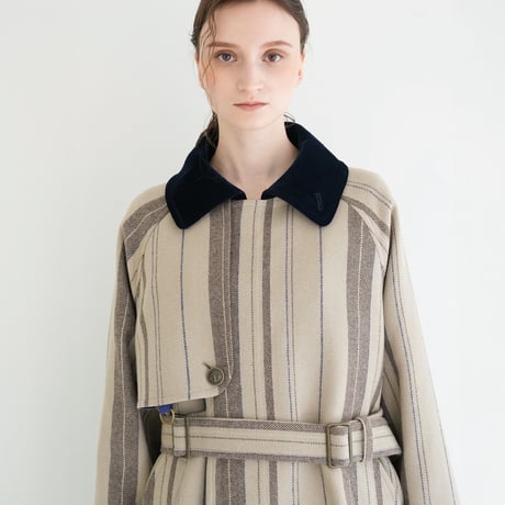【 daichïogata 予約 】GUNFLAP TIELOCKEN COAT -STRIPE TWEED- -2026年11月発送予定-