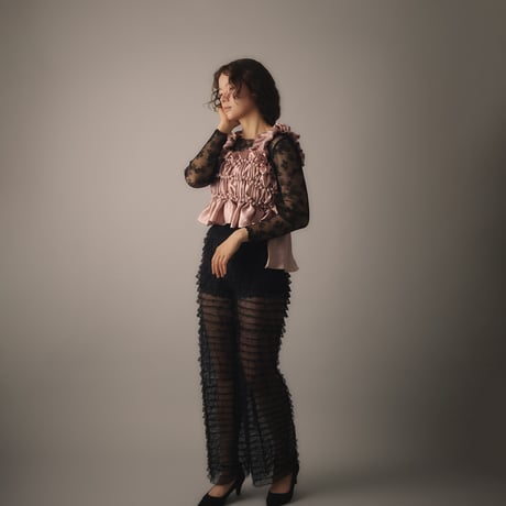 【 natsumi osawa 予約 】 floral lace pleats tops -2026年8月～9月発送予定-
