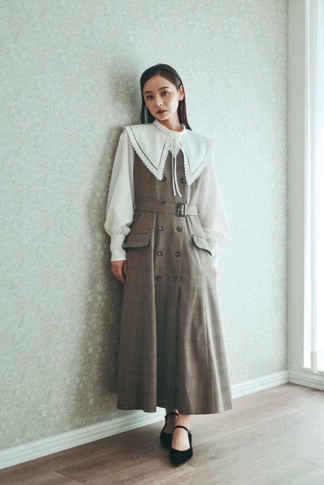 Ruimeme 予約 】falling collar high neck blouse