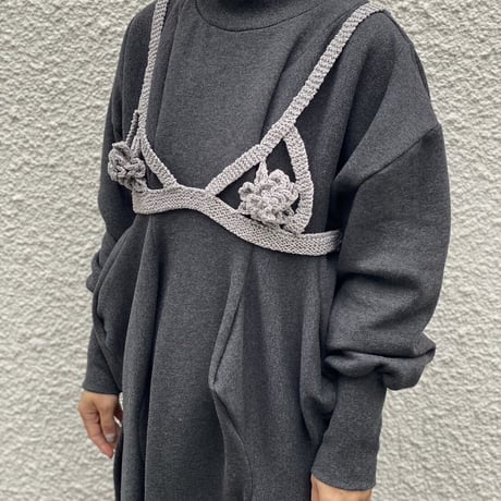 【 FAD distortion 】Crochet roll flower bustier (ビスチェ)
