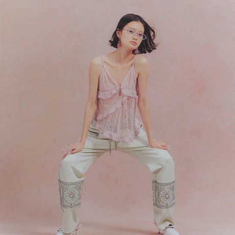 【 ritsu 予約 】KIKU embroidered wide-leg track pants -2026年9月～11月発送予定-