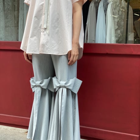 【 overlace 】 striped ribbon pants
