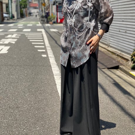 【 overlace 】 striped pin tuck pants