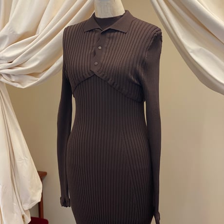 【 ritsu 予約 】Ribbed polo bolero knit dress set -2026年9月～11月発送予定-