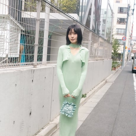 【 ritsu 予約 】Ribbed polo bolero knit dress set -2026年9月～11月発送予定-