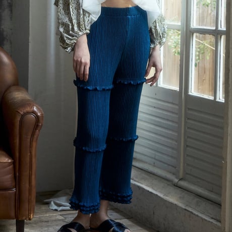 【 kwotias 】 YABANE pleats pants -Blue- (プリーツパンツ)