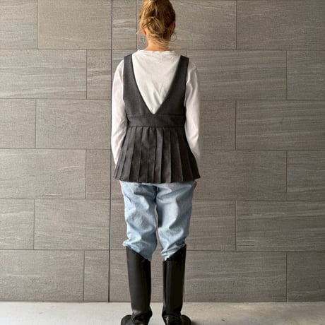 【 jesh 予約】 Lace up Pleated Vest / Navy -2026年9月～11月発送予定-