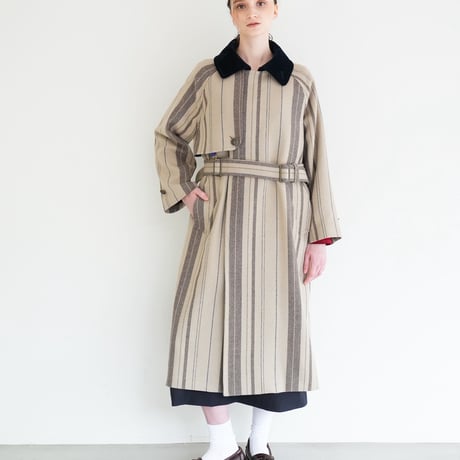 【 daichïogata 予約 】GUNFLAP TIELOCKEN COAT -STRIPE TWEED- -2026年11月発送予定-